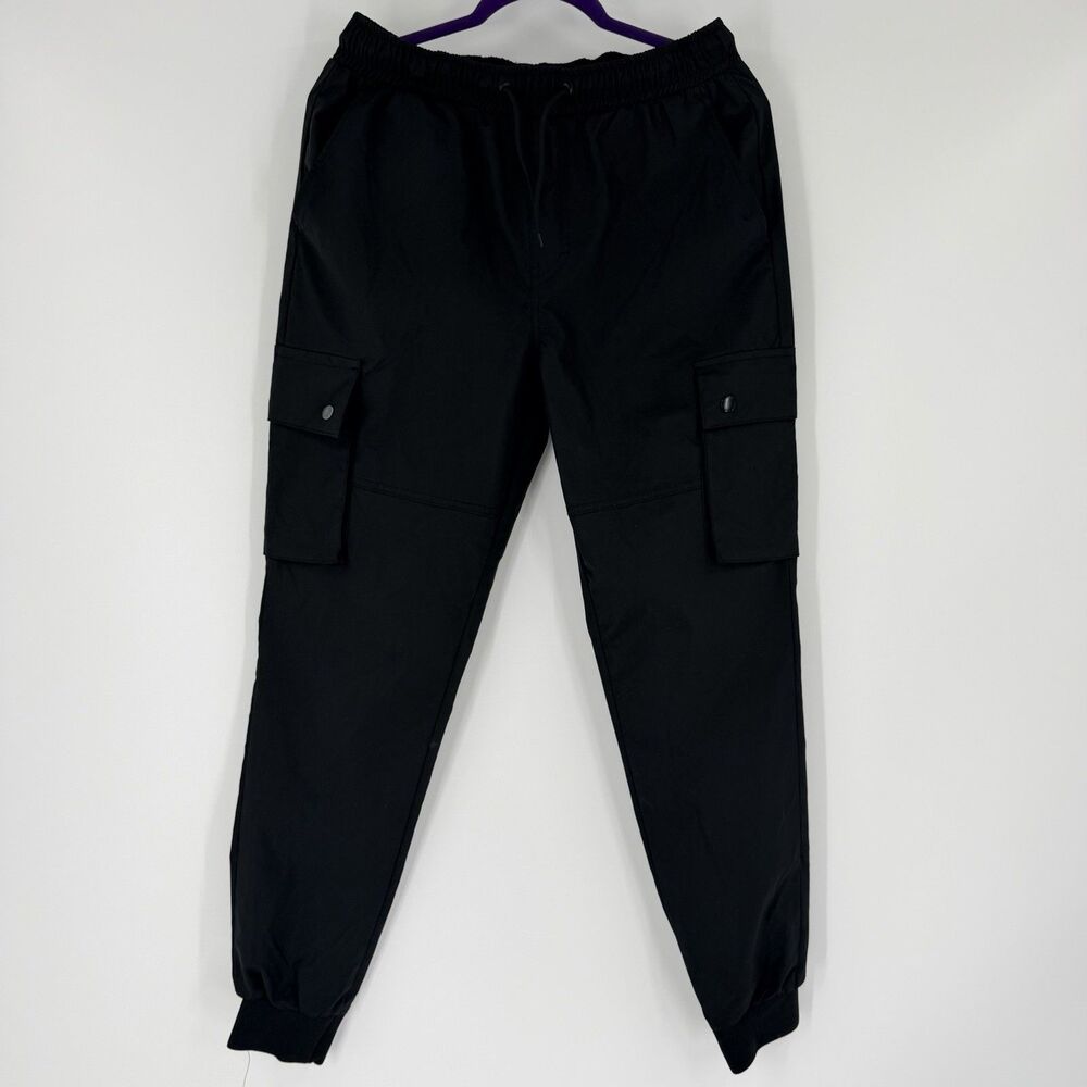 Southpole Pants Mens Medium Cargo Jogger Black Utility Streetwear